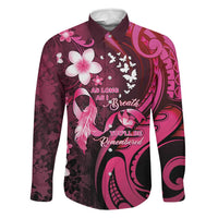 Personalised Memorial Breast Cancer Awareness Family Matching Puletasi and Hawaiian Shirt Plumeria Floral Tribal Pattern LT05 Dad's Shirt - Long Sleeve Black - Polynesian Pride