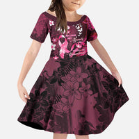 Personalised Memorial Breast Cancer Awareness Family Matching Summer Maxi Dress and Hawaiian Shirt Plumeria Floral Tribal Pattern LT05 Daughter's Dress Black - Polynesian Pride