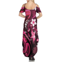 Personalised Memorial Breast Cancer Awareness Family Matching Summer Maxi Dress and Hawaiian Shirt Plumeria Floral Tribal Pattern LT05 - Polynesian Pride