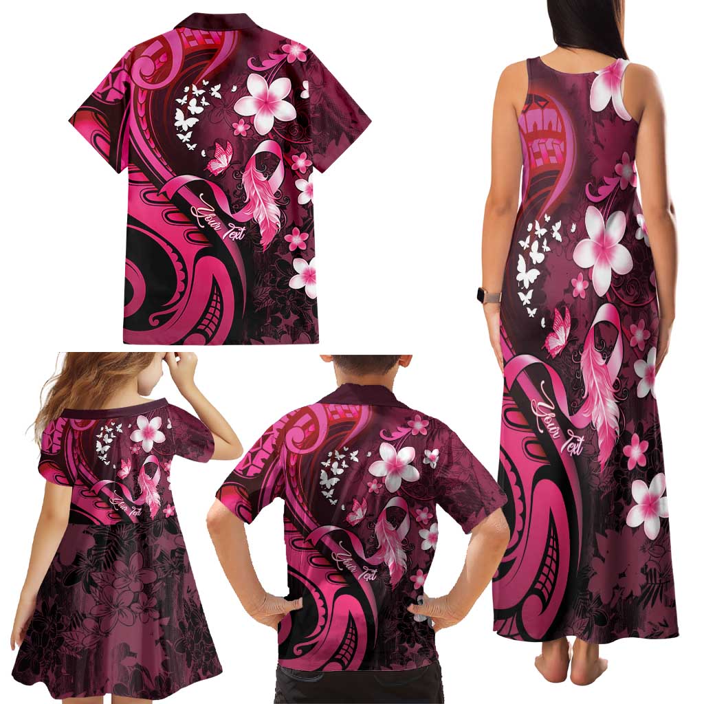 Personalised Memorial Breast Cancer Awareness Family Matching Tank Maxi Dress and Hawaiian Shirt Plumeria Floral Tribal Pattern LT05 - Polynesian Pride