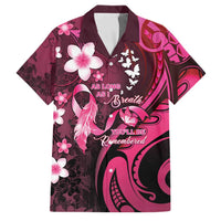 Personalised Memorial Breast Cancer Awareness Family Matching Tank Maxi Dress and Hawaiian Shirt Plumeria Floral Tribal Pattern LT05 Dad's Shirt - Short Sleeve Black - Polynesian Pride