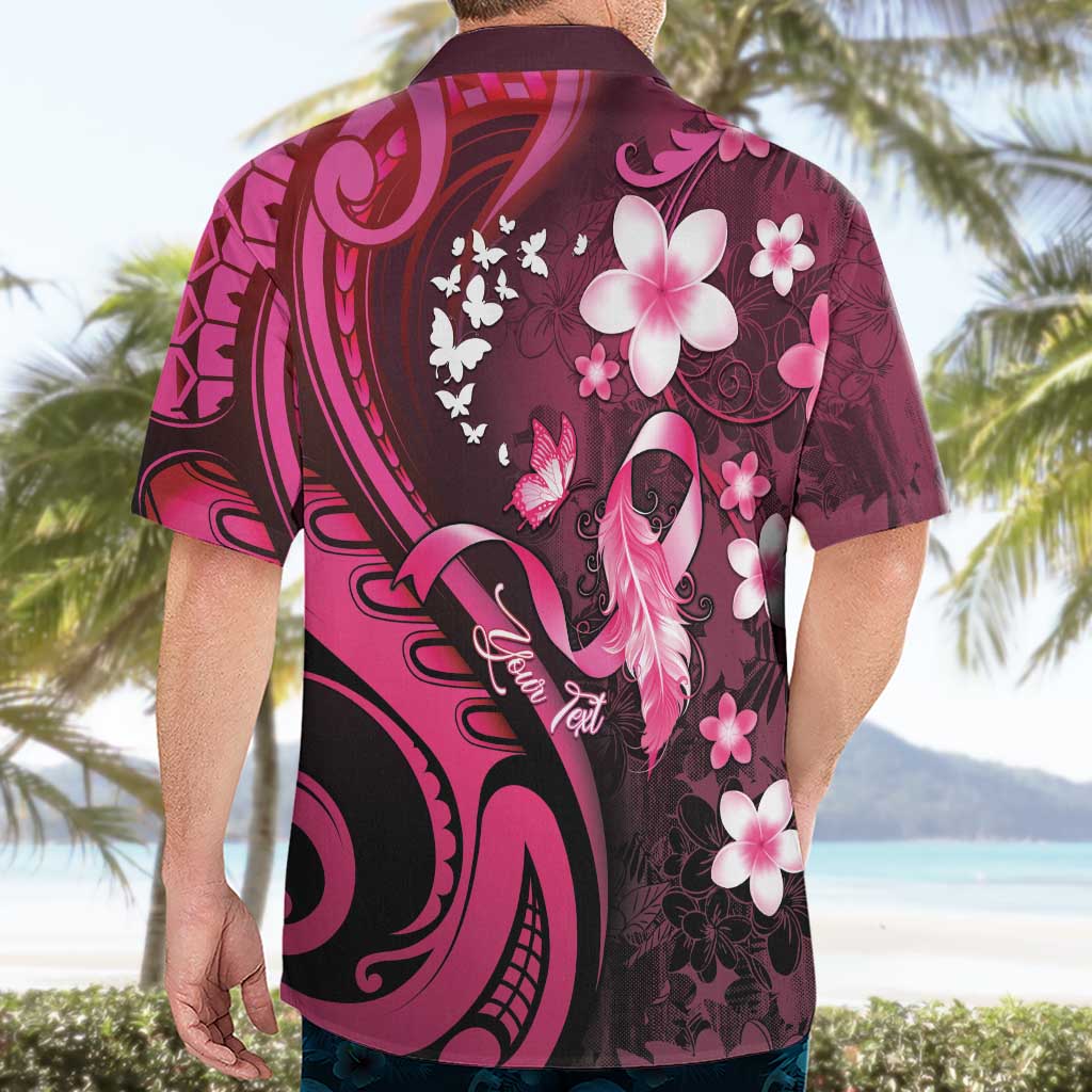 Personalised Memorial Breast Cancer Awareness Hawaiian Shirt Plumeria Floral Tribal Pattern LT05 - Polynesian Pride