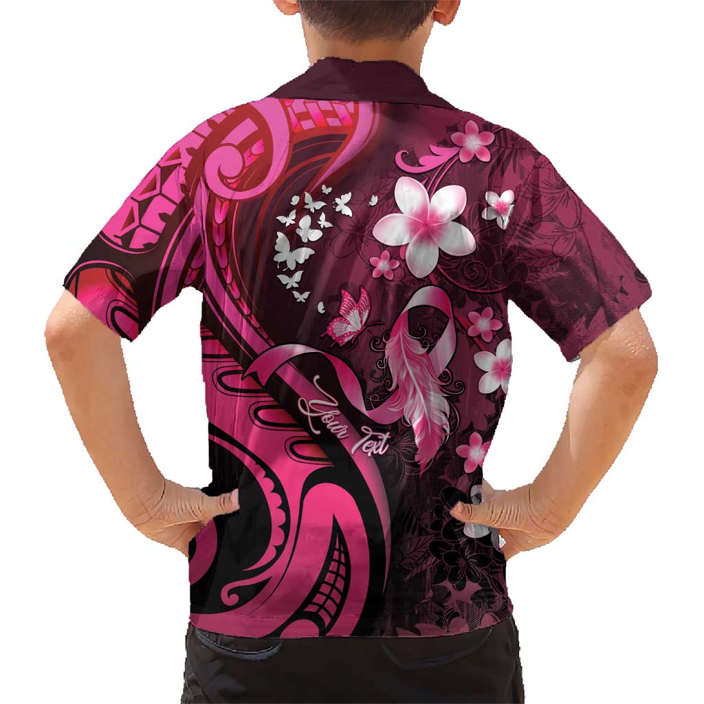 Personalised Memorial Breast Cancer Awareness Hawaiian Shirt Plumeria Floral Tribal Pattern LT05 - Polynesian Pride