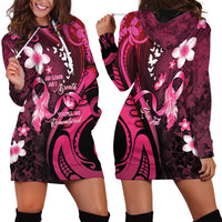 Personalised Memorial Breast Cancer Awareness Hoodie Dress Plumeria Floral Tribal Pattern LT05 - Polynesian Pride