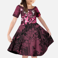 Personalised Memorial Breast Cancer Awareness Kid Short Sleeve Dress Plumeria Floral Tribal Pattern LT05 KID Black - Polynesian Pride