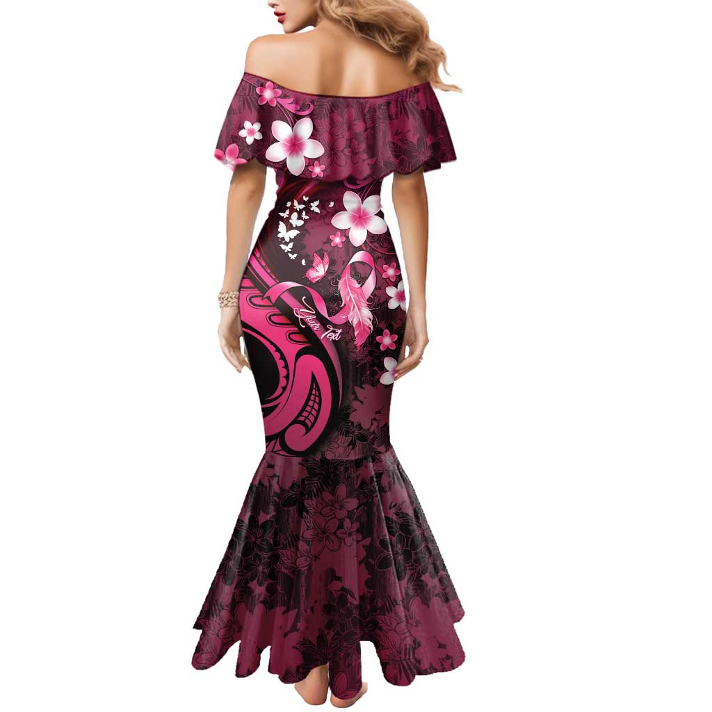 Personalised Memorial Breast Cancer Awareness Mermaid Dress Plumeria Floral Tribal Pattern LT05 - Polynesian Pride