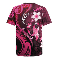 Personalised Memorial Breast Cancer Awareness Rugby Jersey Plumeria Floral Tribal Pattern - Polynesian Pride