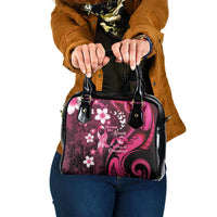 Memorial Breast Cancer Awareness Shoulder Handbag Plumeria Floral Tribal Pattern - Polynesian Pride