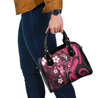 Memorial Breast Cancer Awareness Shoulder Handbag Plumeria Floral Tribal Pattern - Polynesian Pride