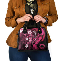 Memorial Breast Cancer Awareness Shoulder Handbag Plumeria Floral Tribal Pattern - Polynesian Pride