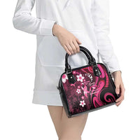 Memorial Breast Cancer Awareness Shoulder Handbag Plumeria Floral Tribal Pattern - Polynesian Pride