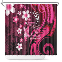 Memorial Breast Cancer Awareness Shower Curtain Plumeria Floral Tribal Pattern LT05 Black - Polynesian Pride