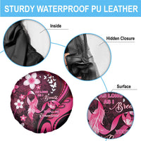 Memorial Breast Cancer Awareness Spare Tire Cover Plumeria Floral Tribal Pattern - Polynesian Pride