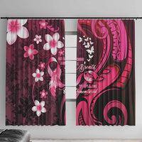 Memorial Breast Cancer Awareness Window Curtain Plumeria Floral Tribal Pattern LT05 With Hooks Black - Polynesian Pride