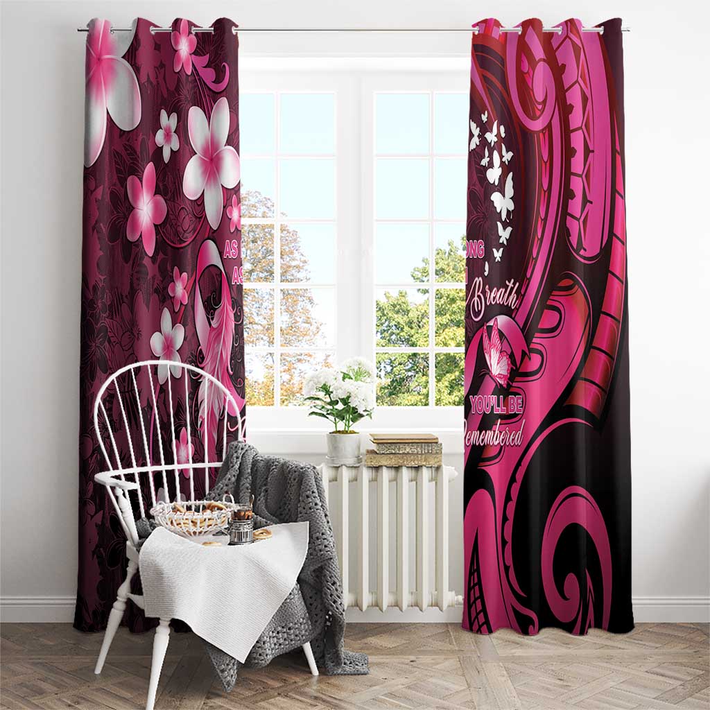Memorial Breast Cancer Awareness Window Curtain Plumeria Floral Tribal Pattern LT05 - Polynesian Pride