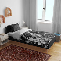 Hawaii Ukulele Bedding Set Polynesian Pattern Mix Hibiscus Black Version
