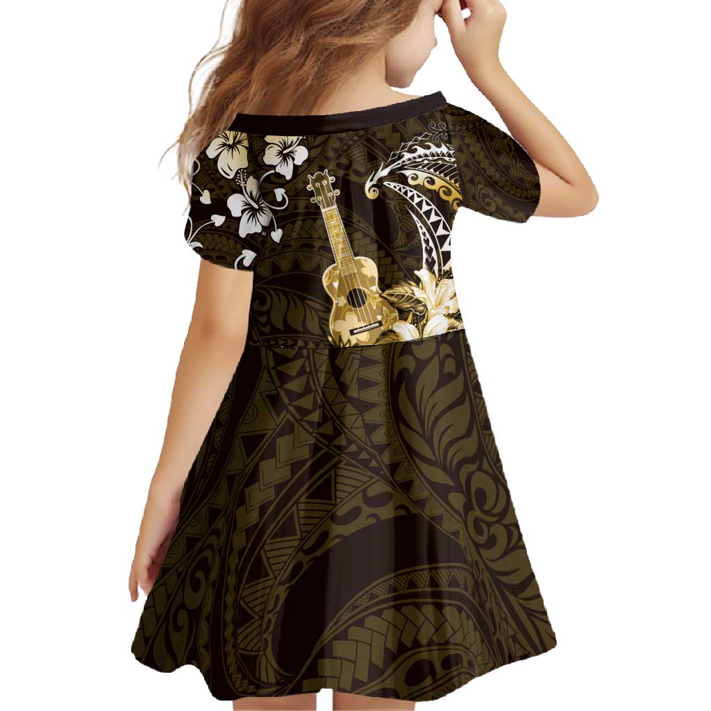 Hawaii Ukulele Family Matching Mermaid Dress and Hawaiian Shirt Polynesian Pattern Mix Hibiscus Gold Version LT05 - Polynesian Pride