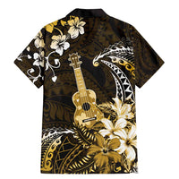 Hawaii Ukulele Family Matching Mermaid Dress and Hawaiian Shirt Polynesian Pattern Mix Hibiscus Gold Version LT05 - Polynesian Pride