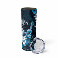 Hawaii Ukulele Skinny Tumbler Polynesian Pattern Mix Hibiscus Blue Version LT05 - Polynesian Pride