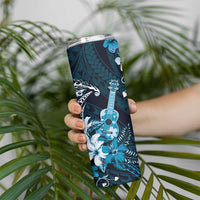 Hawaii Ukulele Skinny Tumbler Polynesian Pattern Mix Hibiscus Blue Version LT05 - Polynesian Pride