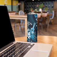 Hawaii Ukulele Skinny Tumbler Polynesian Pattern Mix Hibiscus Blue Version LT05 - Polynesian Pride