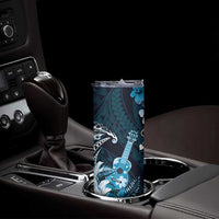 Hawaii Ukulele Skinny Tumbler Polynesian Pattern Mix Hibiscus Blue Version LT05 - Polynesian Pride