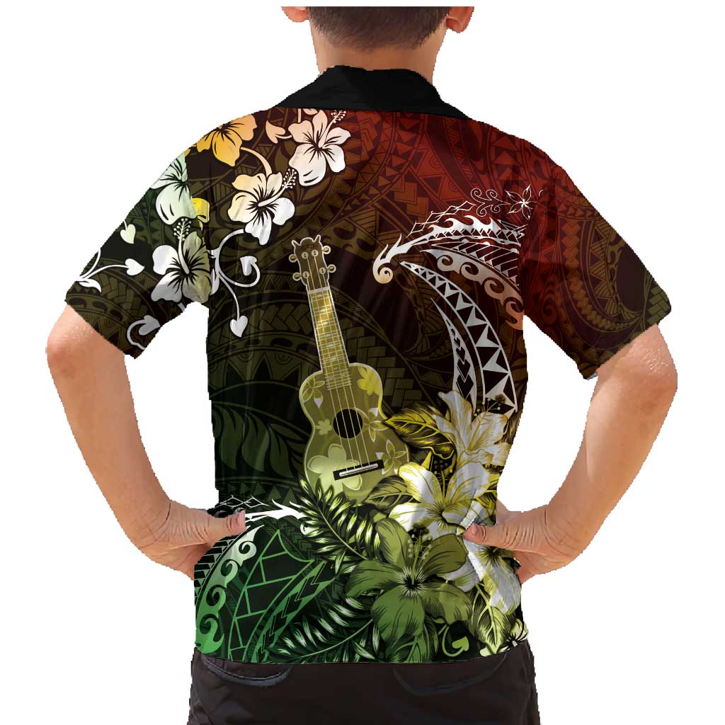 Hawaii Ukulele Family Matching Mermaid Dress and Hawaiian Shirt Polynesian Pattern Mix Hibiscus Reggae Version LT05 - Polynesian Pride