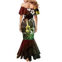 Hawaii Ukulele Family Matching Mermaid Dress and Hawaiian Shirt Polynesian Pattern Mix Hibiscus Reggae Version LT05 - Polynesian Pride