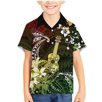 Hawaii Ukulele Family Matching Mermaid Dress and Hawaiian Shirt Polynesian Pattern Mix Hibiscus Reggae Version LT05 Son's Shirt Reggae - Polynesian Pride