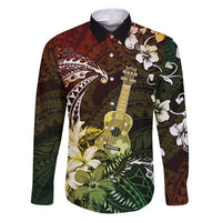 Hawaii Ukulele Family Matching Puletasi and Hawaiian Shirt Polynesian Pattern Mix Hibiscus Reggae Version LT05