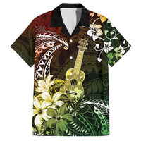 Hawaii Ukulele Family Matching Short Sleeve Bodycon Dress and Hawaiian Shirt Polynesian Pattern Mix Hibiscus Reggae Version LT05 Dad's Shirt - Short Sleeve Reggae - Polynesian Pride