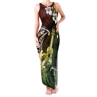 Hawaii Ukulele Family Matching Tank Maxi Dress and Hawaiian Shirt Polynesian Pattern Mix Hibiscus Reggae Version LT05