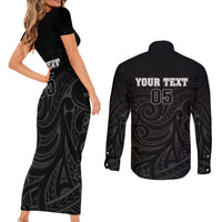 Custom New Zealand Marathon Couples Matching Short Sleeve Bodycon Dress and Long Sleeve Button Shirt Maori Style LT05 - Polynesian Pride