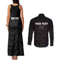 Custom New Zealand Marathon Couples Matching Tank Maxi Dress and Long Sleeve Button Shirt Maori Style LT05 - Polynesian Pride