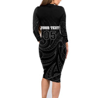 Custom New Zealand Marathon Family Matching Long Sleeve Bodycon Dress and Hawaiian Shirt Maori Style LT05 - Polynesian Pride