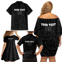 Custom New Zealand Marathon Family Matching Off Shoulder Short Dress and Hawaiian Shirt Maori Style LT05 - Polynesian Pride