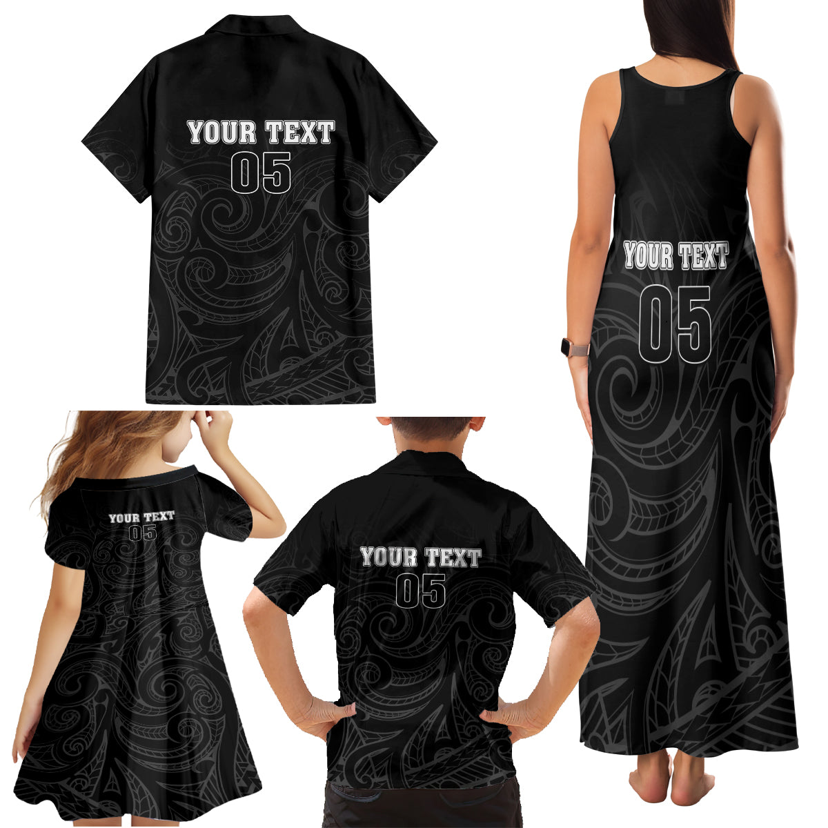 Custom New Zealand Marathon Family Matching Tank Maxi Dress and Hawaiian Shirt Maori Style LT05 - Polynesian Pride