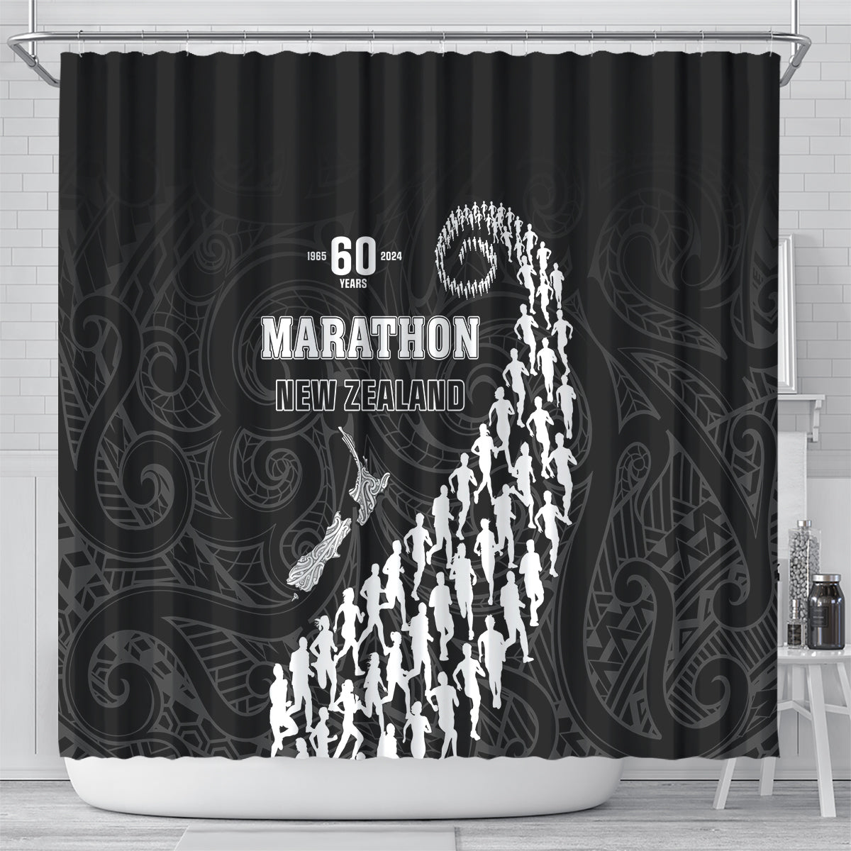 New Zealand Marathon Shower Curtain Maori Style LT05 - Polynesian Pride