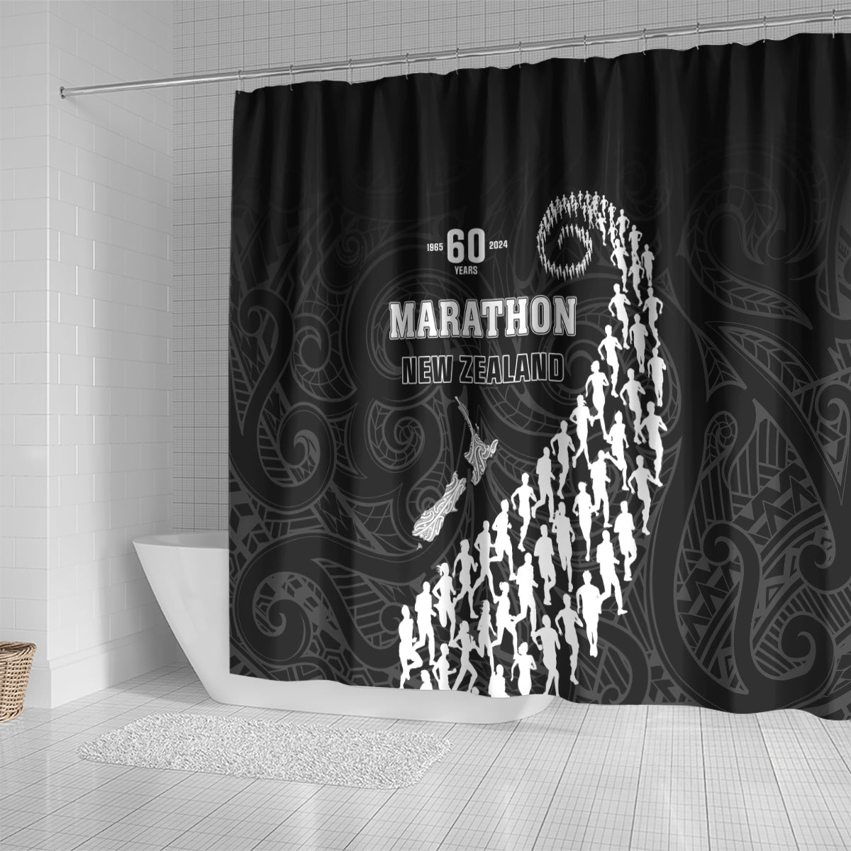 New Zealand Marathon Shower Curtain Maori Style LT05 - Polynesian Pride