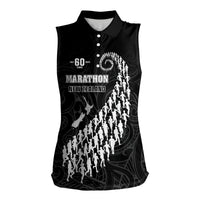 Custom New Zealand Marathon Women Sleeveless Polo Shirt Maori Style LT05 Female Black - Polynesian Pride