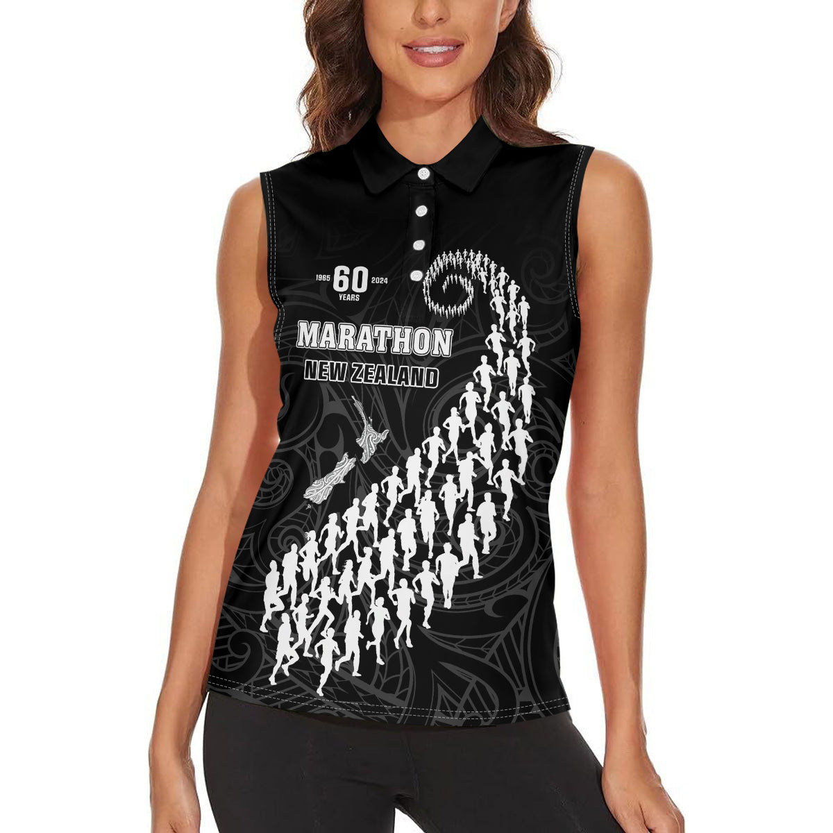 Custom New Zealand Marathon Women Sleeveless Polo Shirt Maori Style LT05 - Polynesian Pride