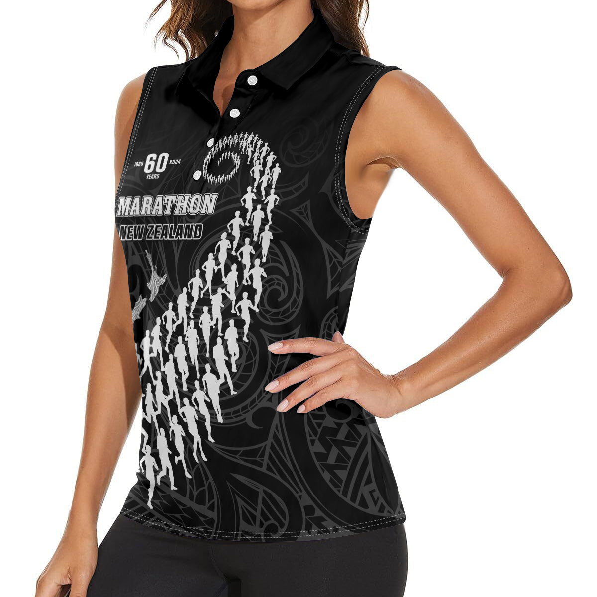 Custom New Zealand Marathon Women Sleeveless Polo Shirt Maori Style LT05 - Polynesian Pride