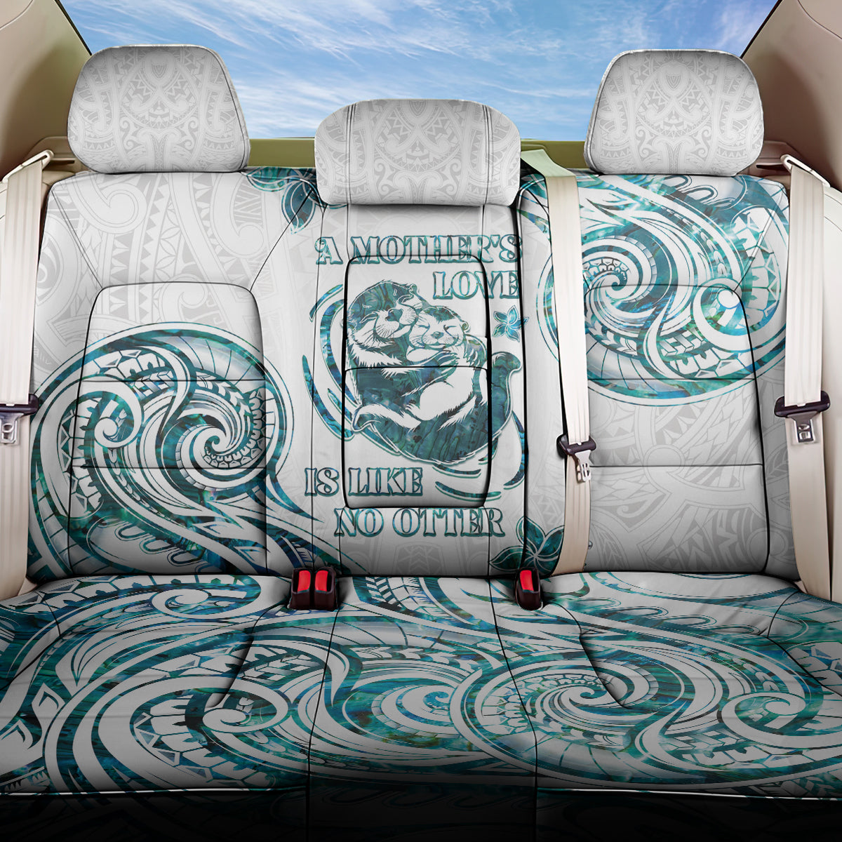 New Zealand Aotearoa Hari Ra Mama Back Car Seat Cover A Mother's Love Is Like No Otter LT05 One Size White - Polynesian Pride