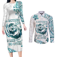 New Zealand Aotearoa Hari Ra Mama Couples Matching Long Sleeve Bodycon Dress and Long Sleeve Button Shirt A Mother's Love Is Like No Otter LT05 White - Polynesian Pride