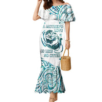 New Zealand Aotearoa Hari Ra Mama Family Matching Mermaid Dress and Hawaiian Shirt A Mother's Love Is Like No Otter LT05 Mom's Dress White - Polynesian Pride