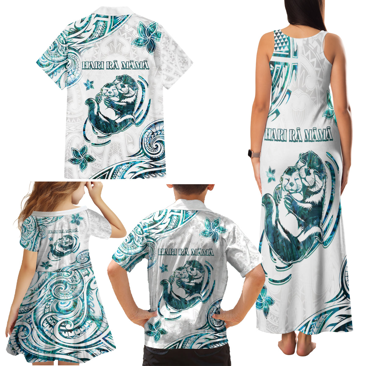 New Zealand Aotearoa Hari Ra Mama Family Matching Tank Maxi Dress and Hawaiian Shirt A Mother's Love Is Like No Otter LT05 - Polynesian Pride