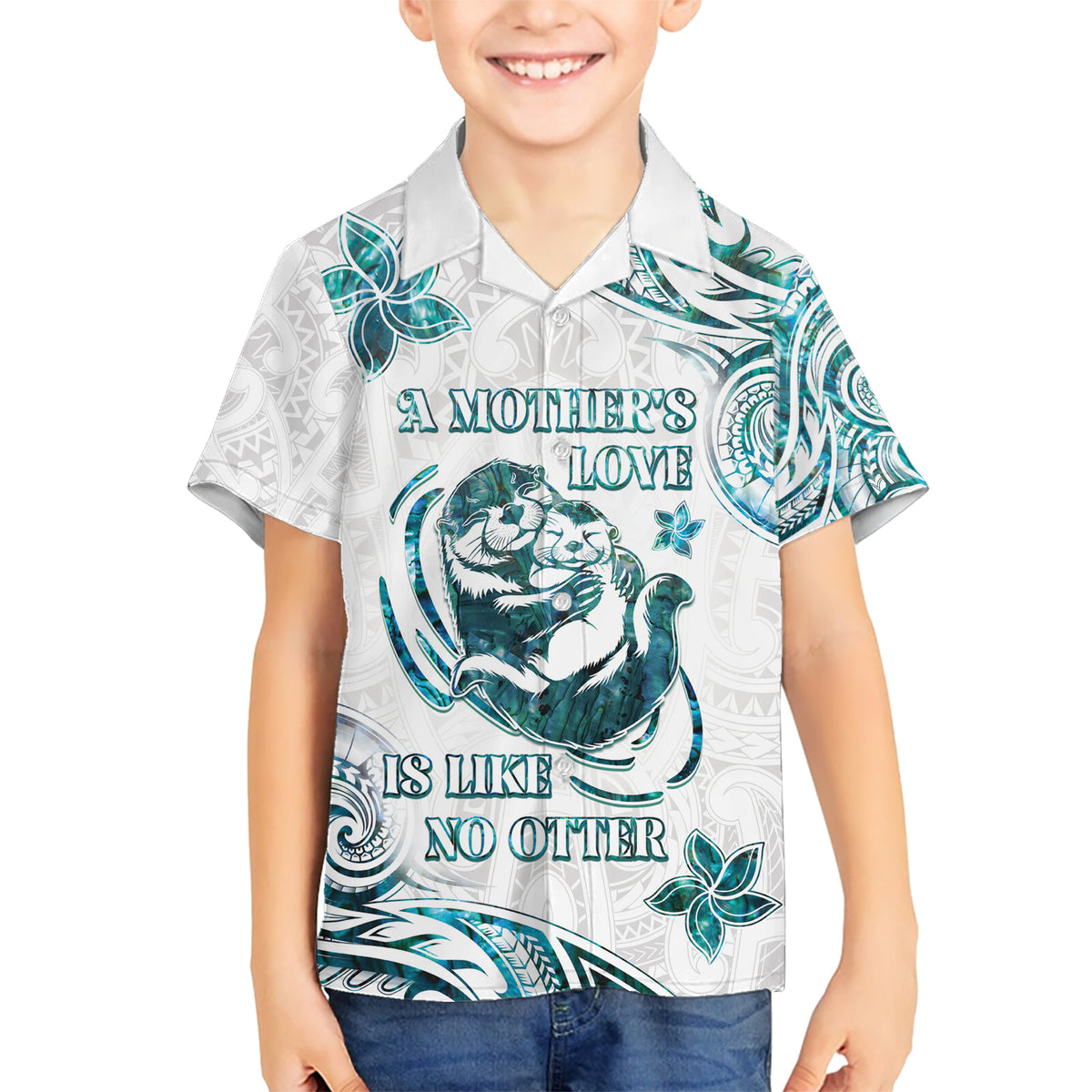 New Zealand Aotearoa Hari Ra Mama Kid Hawaiian Shirt A Mother's Love Is Like No Otter LT05 Kid White - Polynesian Pride
