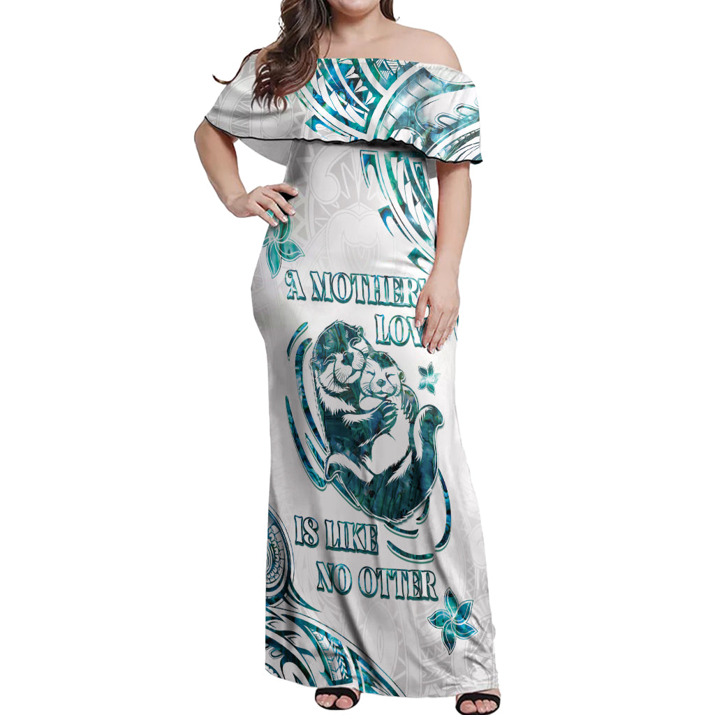 New Zealand Aotearoa Hari Ra Mama Off Shoulder Maxi Dress A Mother's Love Is Like No Otter LT05 Women White - Polynesian Pride
