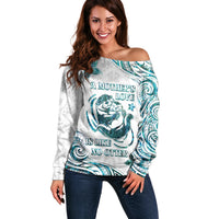 New Zealand Aotearoa Hari Ra Mama Off Shoulder Sweater A Mother's Love Is Like No Otter LT05 Women White - Polynesian Pride