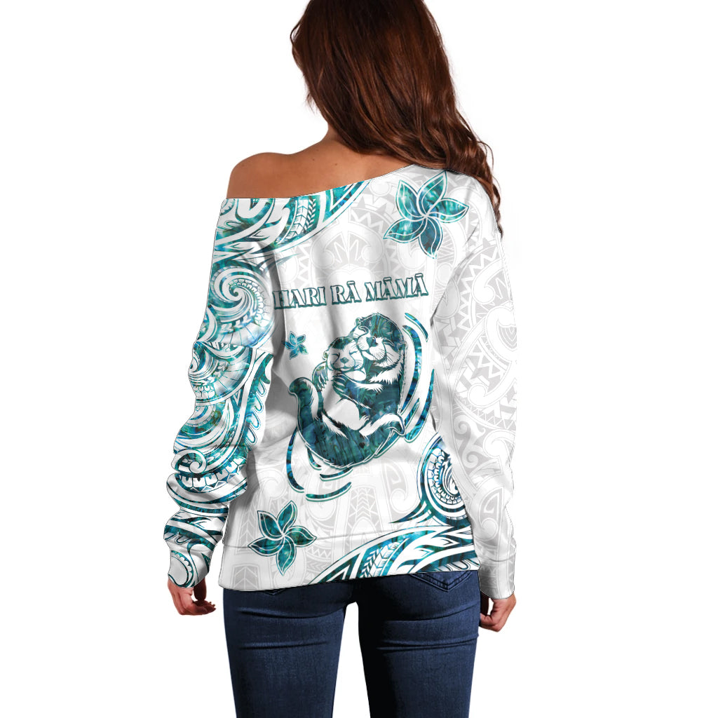 New Zealand Aotearoa Hari Ra Mama Off Shoulder Sweater A Mother's Love Is Like No Otter LT05 - Polynesian Pride